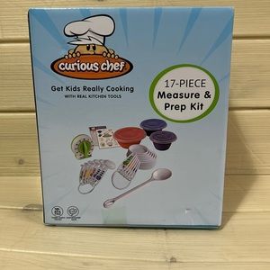 Curios chef kids cookware 17pcs measure and prep kit I real utensils NWT